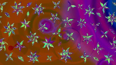 Halk tarzı. Parlak renkli çiçekleri ve kahverengi renkli yaprakları olan harika bir çiçek deseni. Modern çiçek arkaplanı. Moda baskıları için zarif bir şablon.