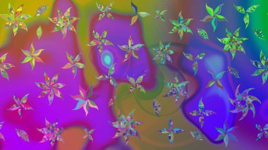 Mor renkli çiçekler. Tropik çiçek desenleri. Raster illüstrasyonu.