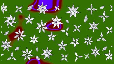 Yeşil renkli etnik çiçeklerle süslenmiş zarif bir eskiz şekli. Raster Çiçek İllüstrasyonu güzel tekstil..