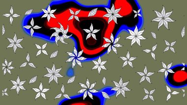 Yeşil renkler. Yaz çiçekleri teması. Suluboya resim taklit Raster çizimi. El çizimi, soyut ve süslü elementler. Klasik çiçekler..