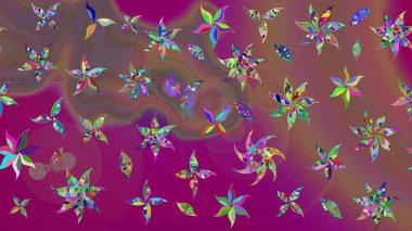 Mor renklerde. Raster illüstrasyonu. 3D çiçekler, çizim.