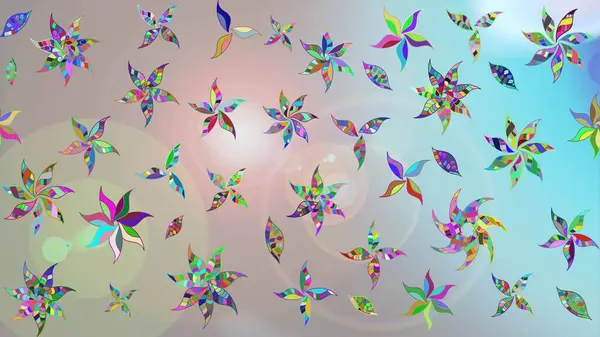 Renkli Bahar Teması eskiz kalıbı. Eskiz klasiği. Düz Çiçek Elementleri Tasarımı. Raster Şirin kumaş deseni.