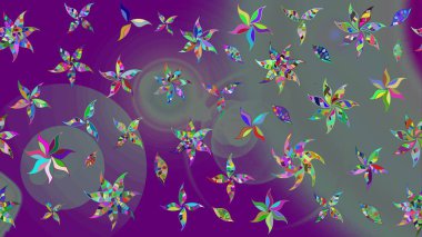 Raster suluboya çiçek deseni, narin çiçekler, mor çiçekler, tebrik kartı şablonu. Raster Güzel kumaş deseni.