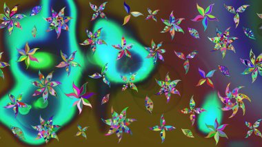 Yeşil renkli çiçekler. Kumaş desenli papatya çiçekleri ayrıntıları.