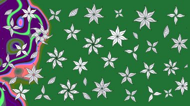 Renkli grunge soyut arkaplanı koloyeşil çiçeklerle süslüyor. Nakış desenli çiçek deseni. İzler, kumaş, duvar kağıtları, tekstil için raster dokusu.