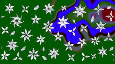 Çiçekli çiçek deseni, suluboya. Raster illüstrasyonu. Yeşil renkli çiçekler. Düz Çiçek Elementleri Tasarımı. Renkli Bahar Teması çizim şablonu.