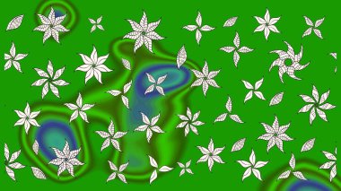 Raster çiçek desenleri çiziyor. Vadinin yeşil renkli çiçekleri.