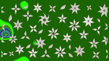 Yeşil renklerde. Raster illüstrasyonu. 3D çiçekler, çizim.