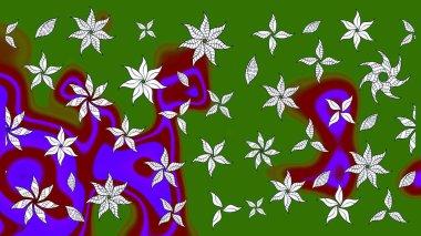 Raster illüstrasyonu. Güzel kumaş deseni. Raster illüstrasyonundaki çiçek desenli çizim. Yeşil renklerde.