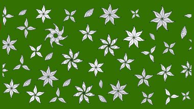 Düz Çiçek Elementleri Tasarım Raster illüstrasyonu. Renkli Bahar Teması eskiz kalıbı. Çiçek desenli eskiz. Yeşil renkte çiçekler.