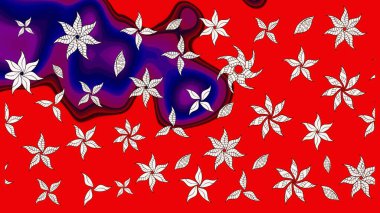 Çiçek buketleriyle klasik bir eskiz şekli. Kırmızı renklerde. Raster illüstrasyonu.