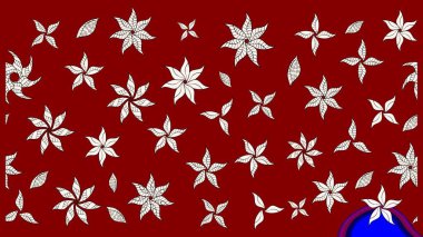 Sevimli çiçek raster deseni. Renkli Yaz Temalı eskiz kalıbı. Düz Çiçek Elementleri Tasarımı. Kırmızı renkte çiçekler.