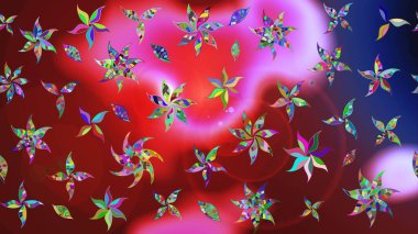 Çiçekli eskiz çizimi. Kırmızı renkte çiçekler. Renkli Yaz Temalı eskiz kalıbı. Düz Çiçek Elementleri Tasarımı.