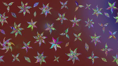 Raster illüstrasyonundaki çiçek desenli çizim. Suluboya tarzında kahverengi renkte çiçekler.