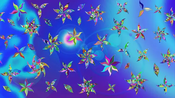 Egzotik çiçekler, mavi renkler üzerine botanik parlak klasik doğa. Klasik tropikal doğal elementlerin suluboya seti. Raster illüstrasyonu.