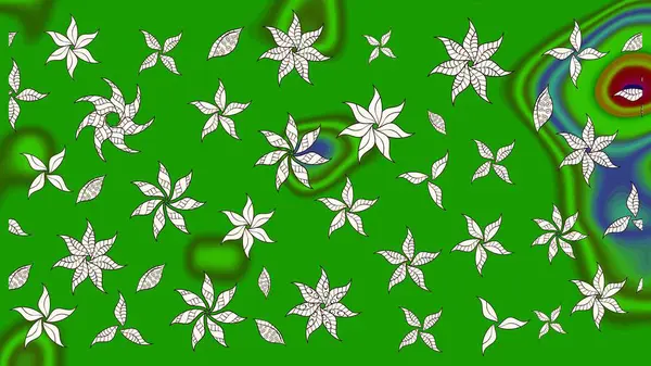 Raster Güzel kumaş deseni. Raster suluboya deseni, narin çiçekler, yeşil çiçekler, tebrik kartı şablonu..