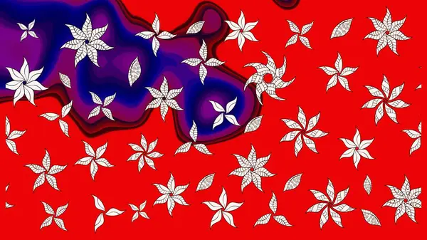 Çiçek buketleriyle klasik bir eskiz şekli. Kırmızı renklerde. Raster illüstrasyonu.