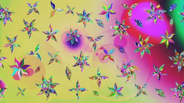 Raster illüstrasyonundaki çiçek desenli çizim. Tarafsız renklerde çiçekler. Renkli Bahar Teması eskiz kalıbı. Düz Çiçek Elementleri Tasarımı.