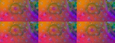 Raster suluboya çiçek deseni, narin çiçekler, kahverengi çiçekler, tebrik kartı şablonu. Raster Güzel kumaş deseni.