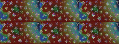 Raster illüstrasyonundaki çiçek desenli çizim. Kahverengi renkte çiçekler.