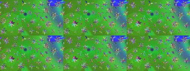 Yeşil renklerde. Çiçekli güzel suluboya desen. Raster illüstrasyonu.