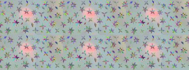 Çiçekli yaz çiçekleri. Küçük çiçekte güzel bir desen. Moda baskıları için zarif bir şablon. Robot resim. Küçük renkli çiçekler. Motley illüstrasyonu.