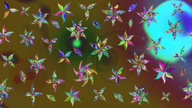 Yeşil renkli çiçekler. Çizim çiçek deseni duvar kâğıdı olarak kullanılabilir. Raster illüstrasyonu.