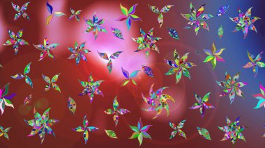 El çizimi çiçekli soyut çizim kalıbı. Kahverengi renkli çiçekler. Raster illüstrasyonu.