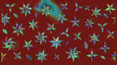 Doğa. Raster deseni. Küçük çiçekte güzel bir desen var. - Kırmızı çiçekler. Çiçek kompozisyonu. Çiçek kolajı. Çiçek arka planı.