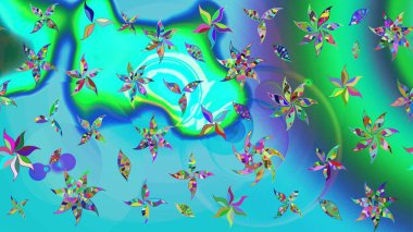 Mavi renkli çiçekler. Gömlek baskısı için çiçek boyası. Çiçek eskiz kalıbı geçmişi.