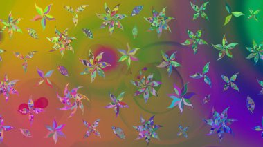 Renkli Bahar Teması eskiz kalıbı. Çiçek desenli eskiz, yaz çiçekleri. Yeşil renkli çiçekler. Düz Çiçek Elementleri Tasarımı.