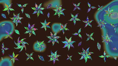 Raster suluboya çiçek deseni, narin çiçekler, kahverengi çiçekler, tebrik kartı şablonu. Raster Güzel kumaş deseni.