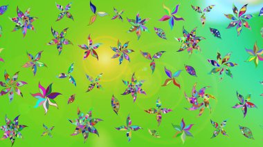 Çiçekler suluboya tarzında yeşil renkte. Raster illüstrasyonunda çiçek deseni çizimi.