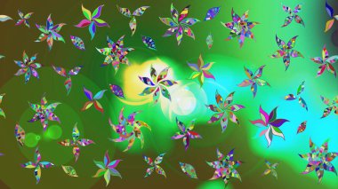 Çiçek kompozisyonu, el boyası, hassas şablon. Üst manzara, yumuşak yeşil renk tarzı. Sevgililer günü ve tebrik kartı konsepti için şık bir davetiye. Manzaralı çiçek deseni.