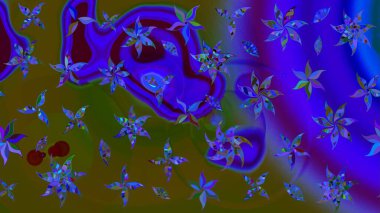 Raster illüstrasyonu. Çiçek. Mavi renklerde. Taslak dekoratif arka plan, çiçek mandala.