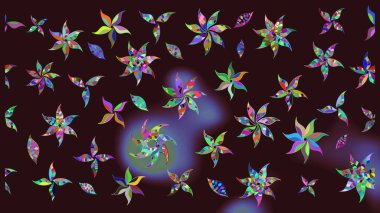 Kahverengi renklerde bahar çiçekleri. Raster illüstrasyonu. Raster çiçekleri klasik tarzda çizilmiş. Çiçekli yumuşak çizim deseni.