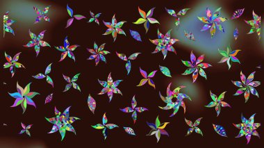 Kahverengi renkli etnik çiçeklerin olduğu zarif bir eskiz modeli. Asya Tekstil 'inde Raster Çiçek İllüstrasyonu.