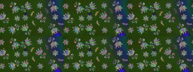 Kıvırcık, parlak örgü. Desen, çizim, çiçek sınırı. Çiçek çelengi. Güzel, parlak, pürüzsüz kumaş, tuval. Raster illüstrasyonu. Klasik eski arkaplan.