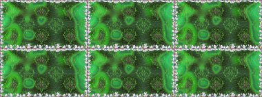 Raster illüstrasyonu. Güzel kumaş deseni. Çiçek desenli çizim. Düz Çiçek Elementleri Tasarımı. Renkli Bahar Teması eskiz kalıbı. Asya tekstil tarzında.