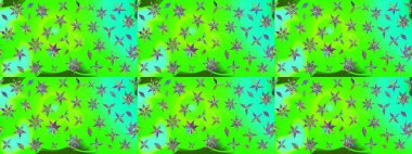 Kumaş desenli papatya çiçeği detayı. Yeşil renkte çiçekler.