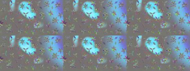 Gri üzerine gri. Çiçekli ipek eşarp. 1950-1960 motifleri. Retro tekstil tasarım koleksiyonu. El çizimi çiçek elementleri ile soyut çizim raster deseni.