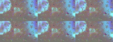 Gri renkli bitkilerden oluşan parlak çiçekli çizim deseni.