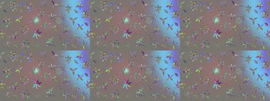 Tekstil için suluboya eskiz deseni. Şirin çiçekli, desenli, gri renkli bir eskiz deseni. El çizimi çiçek çizimi deseni (fayans)).