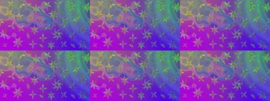 Mor renkli çiçekler. Düz Çiçek Elementleri Tasarımı. Çiçekli çiçek deseni, suluboya. Raster illüstrasyonu. Renkli Bahar Teması çizim şablonu.