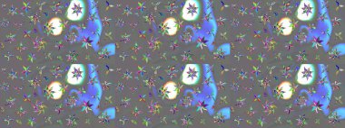 Vadinin gri renkli çiçekleri. Raster çiçek desenleri çiziyor..