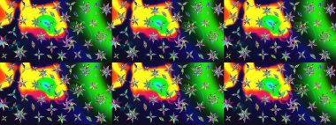 Yumuşak, yeşil renkli bahar çiçekleri. Çiçekli yumuşak bir eskiz şekli. Raster çiçekleri klasik tarzda çizilmiş. Raster illüstrasyonu.