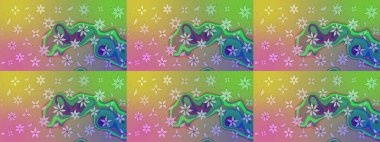 Çiçekler suluboya tarzında yeşil renkte. Çiçekli yeşil renkte bir çiçek deseni çiz.