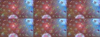 Renkli Bahar Teması eskiz kalıbı. Raster. Düz Çiçek Elementleri Tasarımı.