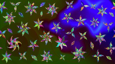 Moda baskıları için zarif bir şablon. Küçük renkli çiçekler. Motley illüstrasyonu. Çiçekli bahar çiçekleri. Küçük çiçekte şirin desenler.