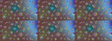 Raster illüstrasyonu. Çiçek desenli çizim. Düz Çiçek Elementleri Tasarımı. Renkli Bahar Teması eskiz kalıbı. Asya tekstil tarzında. Güzel kumaş deseni.